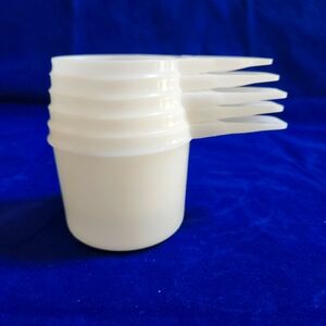 Vintage Tupperware Sheer White Measuring Cups, Set of 5